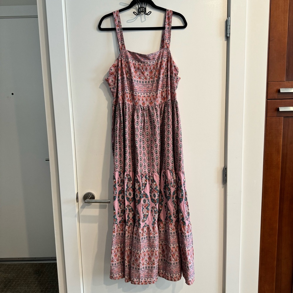 New Knox Rose Purple Blue White Tiered Floral Boho Maxi Dress Womens Plus sz XXL